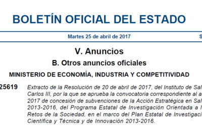 Convocatoria y ayudas de la Acción Estratégica en Salud 2017